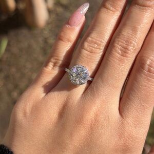 10k real white gold 3ct center Moissanite & Real lab diamonds promise ring 6